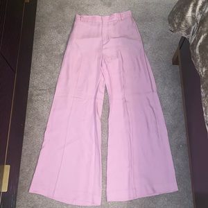 Pink Wide Leg Trouser with Elastic Waist